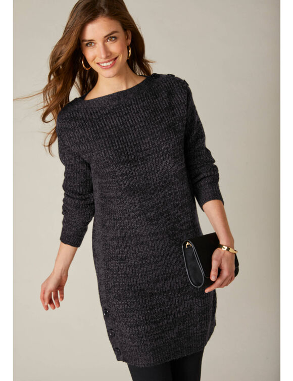 Tuniektrui met knoopsluiting en mohairtouch (zwart) Tuniektrui met knoopsluiting en mohairtouch (zwart)